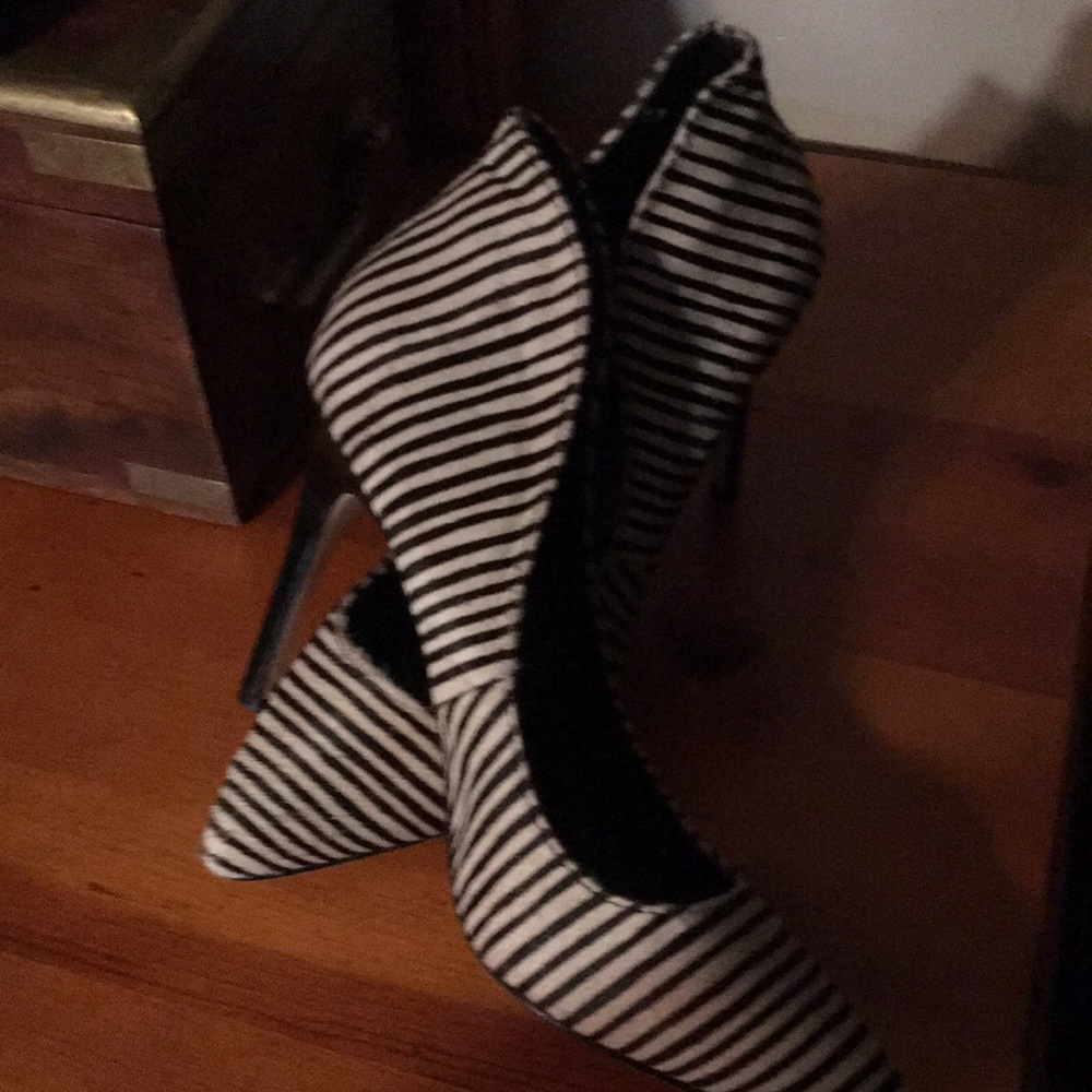 Uniquely designed zebra print heels